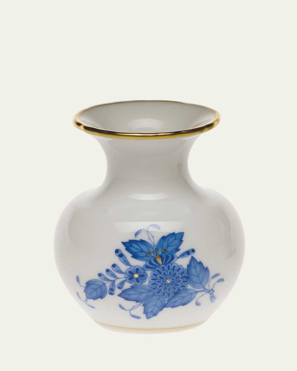 Chinese Bouquet Blue Medium Bud Vase with Lip